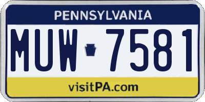 PA license plate MUW7581