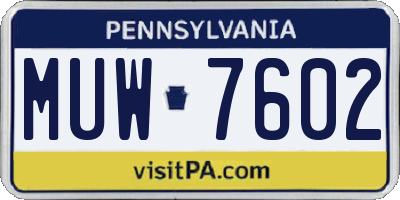 PA license plate MUW7602