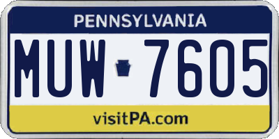 PA license plate MUW7605