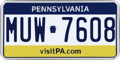 PA license plate MUW7608