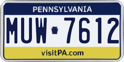 PA license plate MUW7612