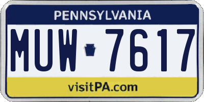PA license plate MUW7617