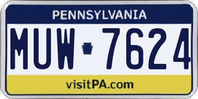 PA license plate MUW7624