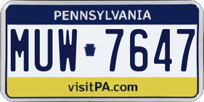 PA license plate MUW7647