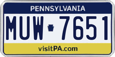 PA license plate MUW7651
