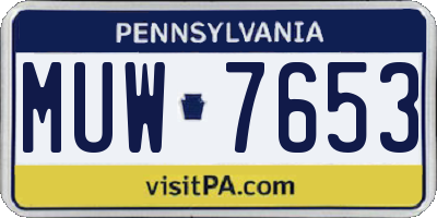 PA license plate MUW7653