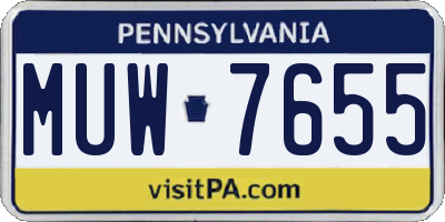PA license plate MUW7655