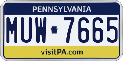 PA license plate MUW7665