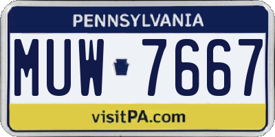 PA license plate MUW7667
