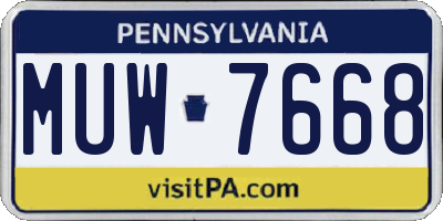 PA license plate MUW7668