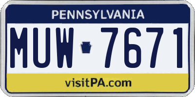 PA license plate MUW7671