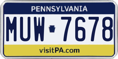 PA license plate MUW7678