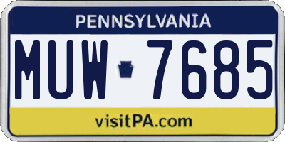 PA license plate MUW7685