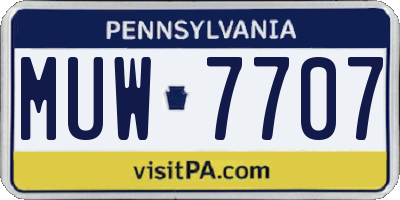 PA license plate MUW7707