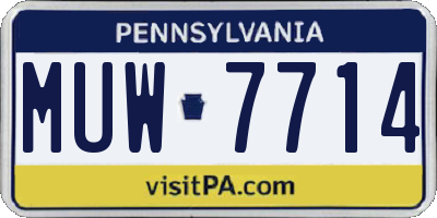 PA license plate MUW7714