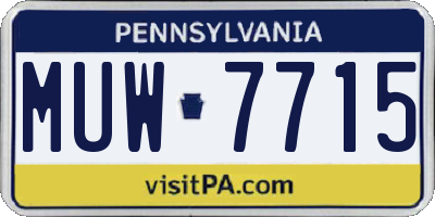 PA license plate MUW7715