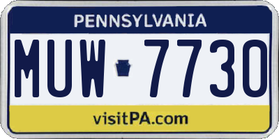 PA license plate MUW7730