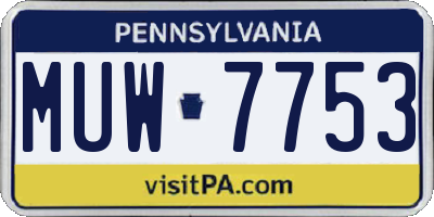 PA license plate MUW7753