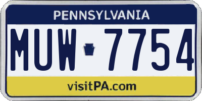 PA license plate MUW7754
