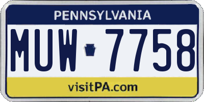 PA license plate MUW7758