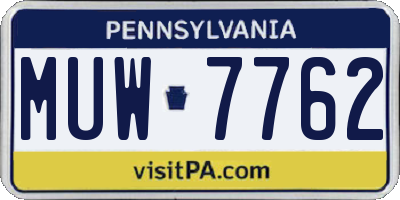 PA license plate MUW7762