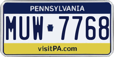 PA license plate MUW7768