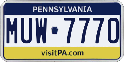 PA license plate MUW7770
