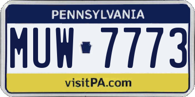 PA license plate MUW7773