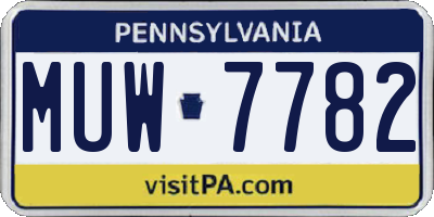 PA license plate MUW7782