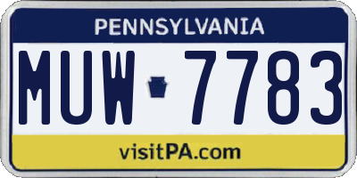 PA license plate MUW7783
