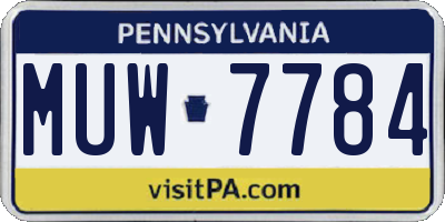 PA license plate MUW7784