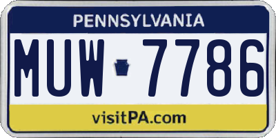 PA license plate MUW7786