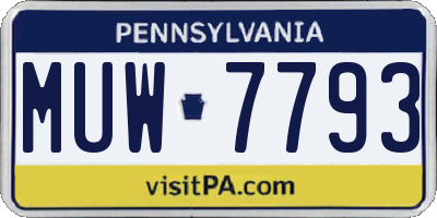 PA license plate MUW7793