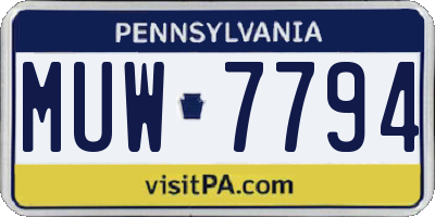 PA license plate MUW7794