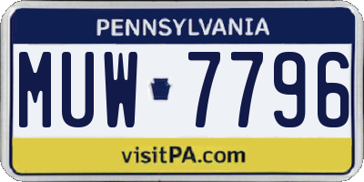 PA license plate MUW7796