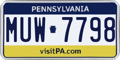 PA license plate MUW7798