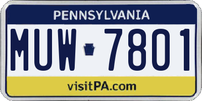 PA license plate MUW7801