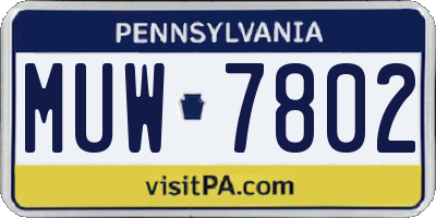 PA license plate MUW7802