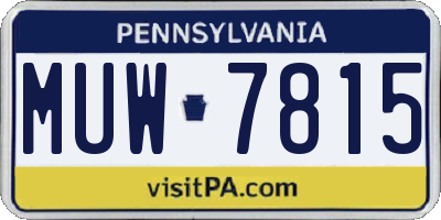 PA license plate MUW7815