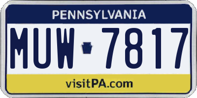 PA license plate MUW7817