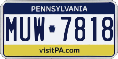 PA license plate MUW7818
