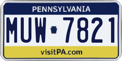 PA license plate MUW7821