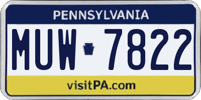 PA license plate MUW7822