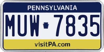 PA license plate MUW7835