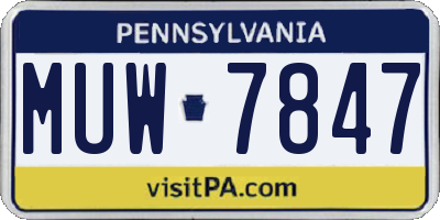 PA license plate MUW7847