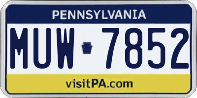 PA license plate MUW7852