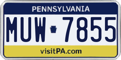 PA license plate MUW7855