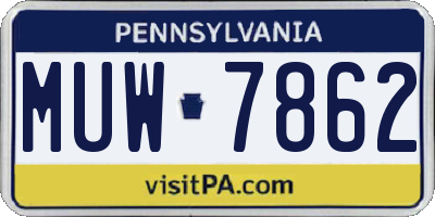 PA license plate MUW7862