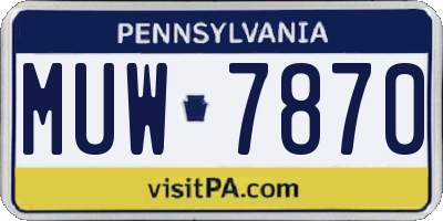PA license plate MUW7870