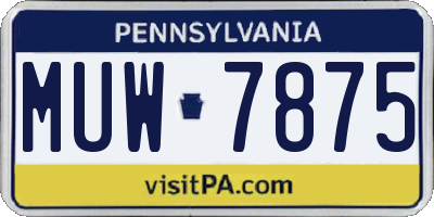 PA license plate MUW7875